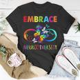 Embrace Neurodiverity Rainbow Infinity Butterfly Autism Unisex T-Shirt Unique Gifts