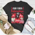 Our First Valentine As Mr And Mrs 2023 Hearts Valentines Day T-Shirt Funny Gifts