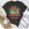 Fishing Dad Like A Regular Dad But Cooler Retro Vintage American Flag Unisex T-Shirt Unique Gifts