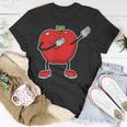 Fröhlicher Apfel Karikatur Schwarzes T-Shirt, Lustiges Obstmotiv Tee Lustige Geschenke