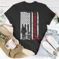 Hockey Dad American Flag Fathers Day For Hockey Daddy Unisex T-Shirt Unique Gifts