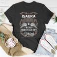Isaura Name- Isaura Blood Runs Through My Unisex T-Shirt Funny Gifts
