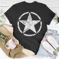 Military Hero Star In Circle White Distressed Veteran T-shirt Funny Gifts