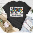 Peace Love Accept Autism Puzzle Pieces Autism Mom Dad Kids Unisex T-Shirt Unique Gifts