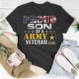 Proud Son Of A Army Veteran American Flag Military T-Shirt Funny Gifts