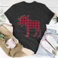 Red Plaid Buffalo Moose Christmas Matching Family Pajama Raglan Unisex T-Shirt Unique Gifts