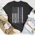 Thin Blue Line Police Support Autism 4Th July Mom Dad Flag Unisex T-Shirt Unique Gifts