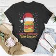 Ugly Christmas Sweater Burger Happy Holidays With Cheese V10 Unisex T-Shirt Unique Gifts