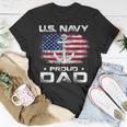 US Navy Proud Dad With American Flag Veteran Day T-Shirt Funny Gifts