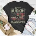 Usa Flag Best Buckin Grandpa Ever Deer Hunting Fathers Day Gift For Mens Unisex T-Shirt Funny Gifts