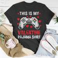 This Is My Valentine Pajama Gamer Heart Controller T-Shirt Funny Gifts