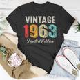 Vintage Born In 1963 Birthday Year Party Wedding Anniversary T-Shirt Funny Gifts