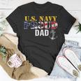 Vintage Navy Proud Dad With US American Flag T-Shirt Funny Gifts