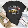Vintage Im A Proud Navy With American Flag For Dad T-Shirt Funny Gifts