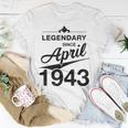 80 Geburtstag 80 Jahre Alt Legendär Seit April 1943 V6 T-Shirt Lustige Geschenke