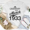 90 Geburtstag 90 Jahre Alt Legendär Seit März 1933 V2 T-Shirt Lustige Geschenke