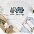 Dog Lover Peace Love Dogs Puppy Paw Unisex T-Shirt Unique Gifts