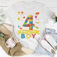 Kids 4 Year Old Building Blocks 4Th Birthday Boy Unisex T-Shirt Unique Gifts