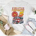 Kids Fire Truck 5 Year Old Firefighter 5Th Birthday Boy Toddler T-Shirt Funny Gifts