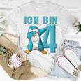 Kinder Pinguin 4 Jahre Jungen Mädchen Pinguin 4 Geburtstag T-Shirt Lustige Geschenke