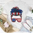 Messy Bun American Flag 4Th Of July Patriotic Mom Gift For Womens Unisex T-Shirt Unique Gifts