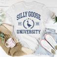 Silly Goose University Funny Goose On The Loose Funny Saying Unisex T-Shirt Unique Gifts