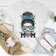 Womens Autism Mom Life Messy Bun Sunglasses Bandana Mother’S Day Unisex T-Shirt Unique Gifts