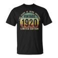 103Rd Birthday 103 Year Old Vintage 1920 Limited Edition T-shirt