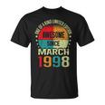 25 Year Awesome Since March 1998 Vintage 25Th Birthday Gifts Unisex T-Shirt