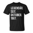 36 Geburtstag Geschenk 36 Jahre Legendär Seit Oktober 1987 T-Shirt