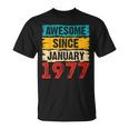 Awesome Since Januar 1977 T-Shirt, Einzigartiges 46. Geburtstag Design