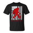 Bigfoot Big Hockey Dad American Flag Unisex T-Shirt