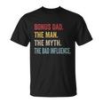 Bonus Dad The Man Myth Bad Influence Retro Christmas Unisex T-Shirt