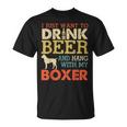 Boxer Dad Drink Beer Hang With Dog Men Vintage T-Shirt