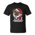 Christmas Pug Dog Wearing Santa Unisex T-Shirt
