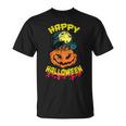 Halloween Grinsender Kürbis Horror Lustiges Spaß T-Shirt