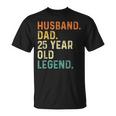 Husband Dad 25 Year Old Legend 25Th Birthday Retro Vintage T-Shirt