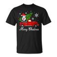 Husky Dog Riding Red Truck Christmas Decorations Pajama T-shirt