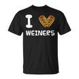 I Love Weiners Hotdogs Frankfurter Wiener Frank Sausage Bun Unisex T-Shirt