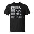 Ingenieur Tribut T-Shirt Der Mann, Der Held, Die Legende Schwarzes Statement-Shirt