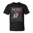 Merry Litmas Lit Santa Claus Wine Ugly Christmas Sweater Cute Gift Unisex T-Shirt