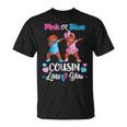 Pink Or Blue Cousin Loves You Black Baby Gender Reveal Party Unisex T-Shirt