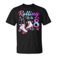Rolling Into 8Th Birthday Roller Skates 8 Year Old Rolling Unisex T-Shirt