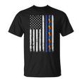 Thin Blue Line Police Support Autism 4Th July Mom Dad Flag Unisex T-Shirt