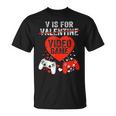 V Is For Video Games Valentines Day Love Gamer Boy Men T-Shirt