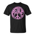 Vintage Pink Peace Sign 60S 70S Hippie Retro Peace Symbol Unisex T-Shirt