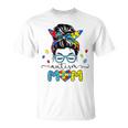 Autism Mom Messy Bun Sunglasses Bandana Autism Awareness Unisex T-Shirt