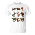 Christmas Deer Dachshund Custom Dog Name Santa Hat Xmas Tree T-shirt