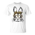 Cute Bunny Wearing Glasses Leopard Easter Day T-Shirt