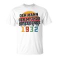 Herren Vintage Der Mann Mythos Die Legende 1932 91 Geburtstag T-Shirt